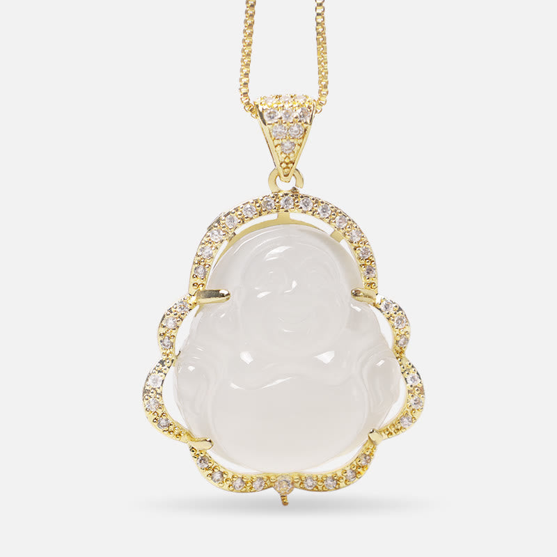 Carmiora Glücksbringer-Halskette mit lachendem Buddha