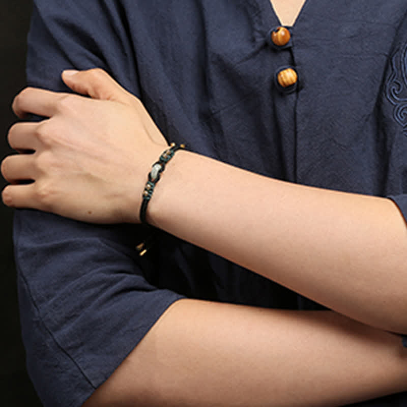 Carmiora Rundes Peace-Schnalle-Jade-Überfluss-Reichtum-Schnur-Armband