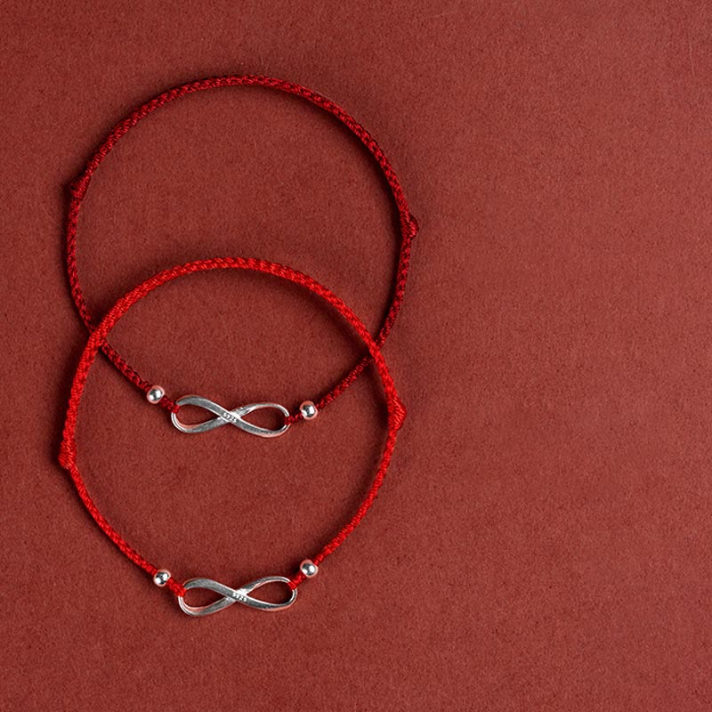 Carmiora 925 Sterling Silber Endless Knot Protection Luck Red String Armband Fußkettchen
