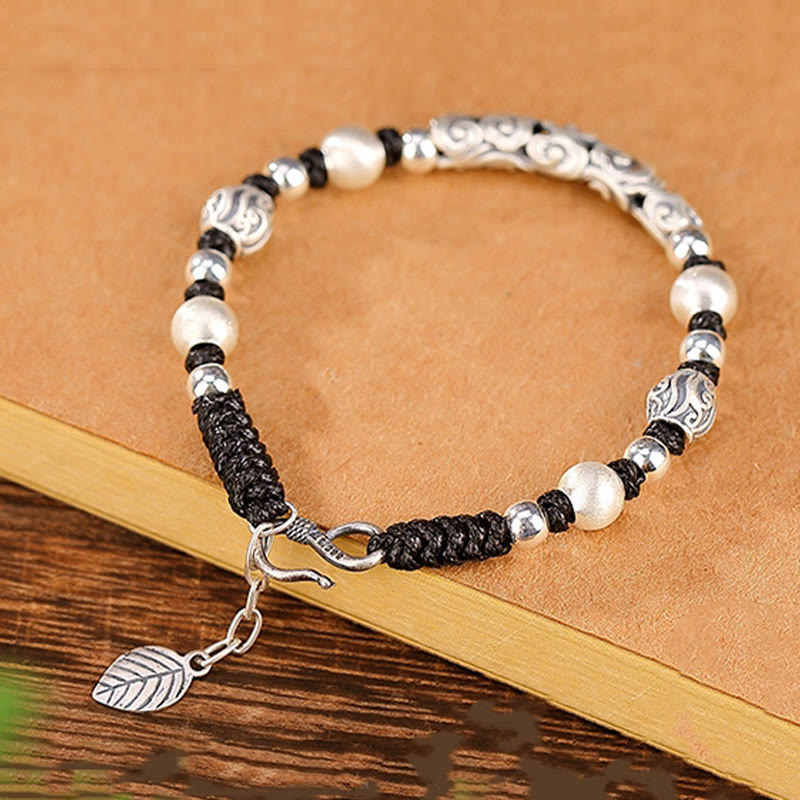 Carmiora Tibet handgefertigtes Kupfer 999 Sterling Silber Glückswolken-Reichtum-Schnur-Armband