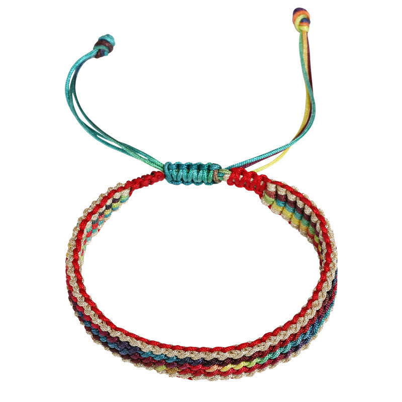 Carmiora Tibet Handgefertigtes, regenbogenfarbenes, geflochtenes Schutzarmband