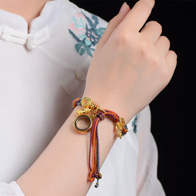 Carmiora tibetisches Om Mani Padme Hum Traumfänger Glück Buntes Reinkarnationsknoten-Schnurarmband