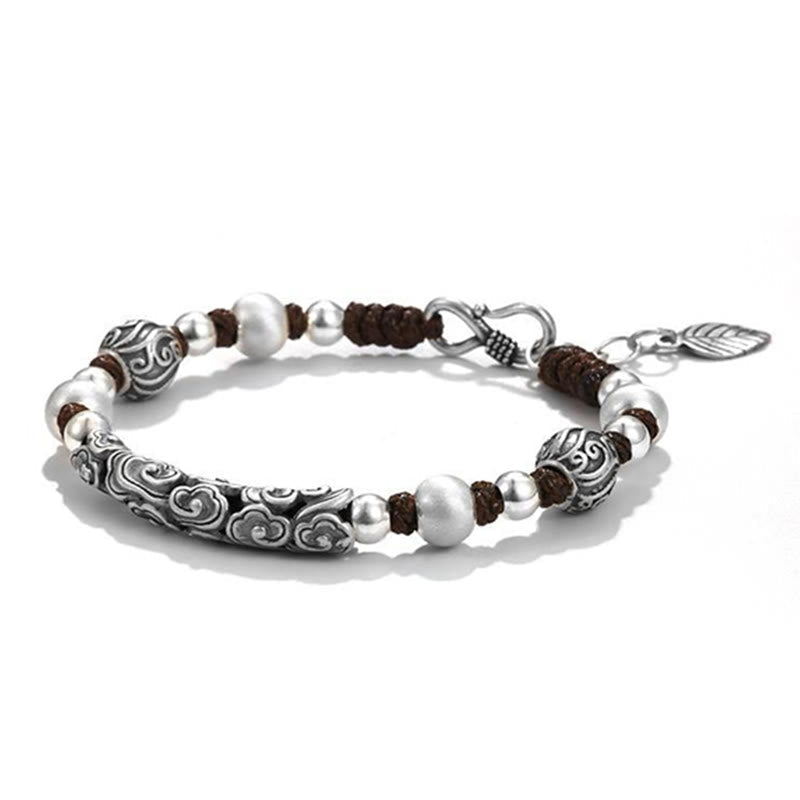 Carmiora Tibet handgefertigtes Kupfer 999 Sterling Silber Glückswolken-Reichtum-Schnur-Armband