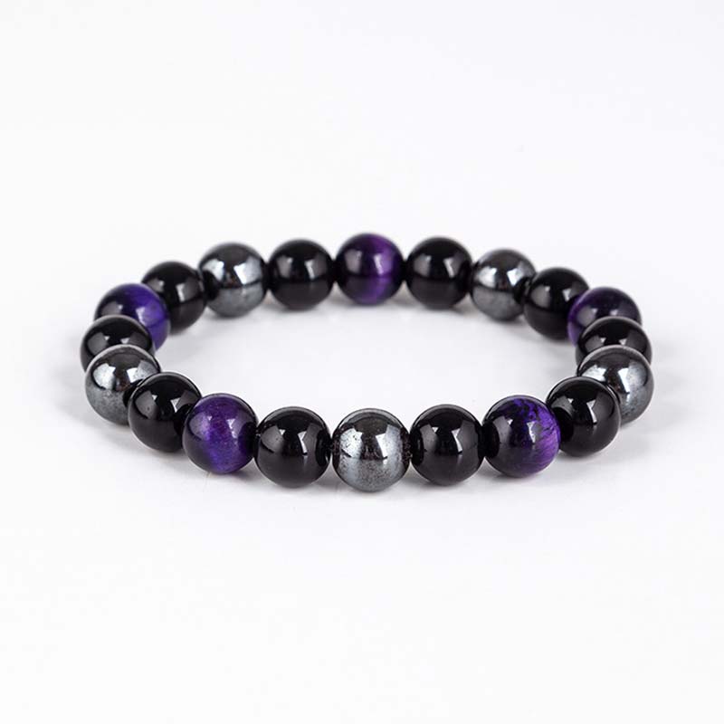 Carmiora tibetisches Tigerauge-Armband-Halsketten-Set