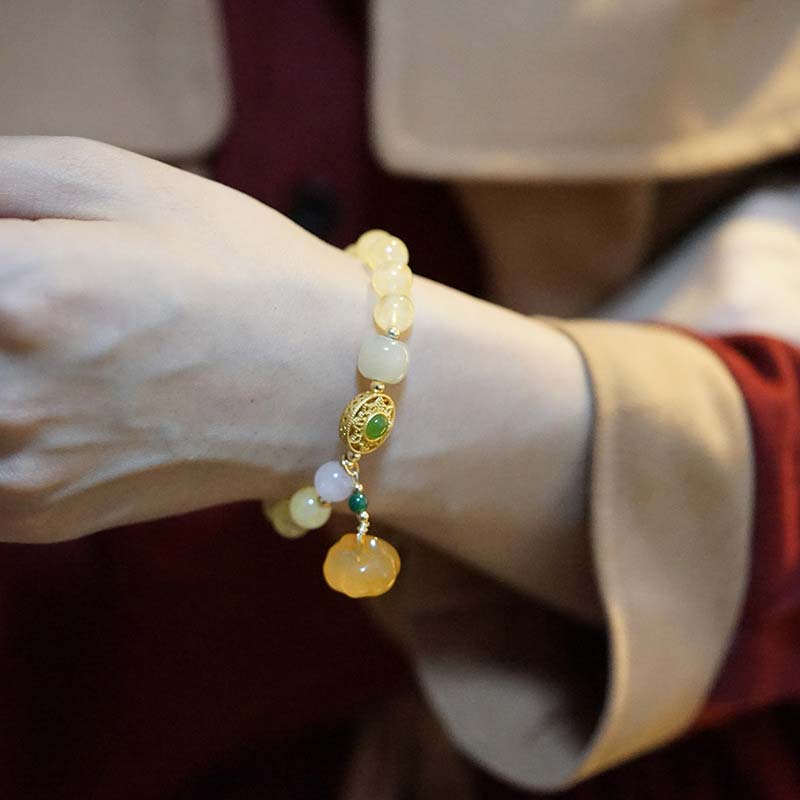 Carmiora natürliches Citrin-Jade-Blessing-Glücks-Kürbis-Charm-Armband