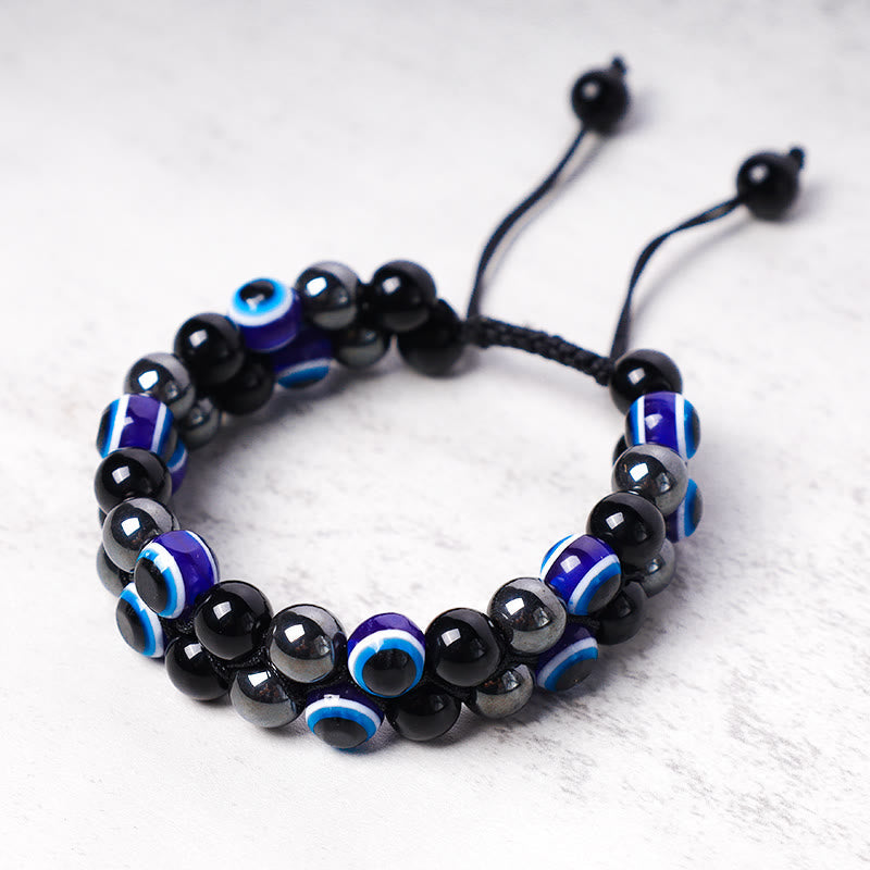 Carmiora Evil Eye Hämatit Tigerauge Schutz Perlenarmband