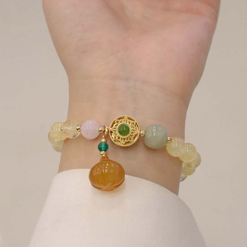 Carmiora natürliches Citrin-Jade-Blessing-Glücks-Kürbis-Charm-Armband