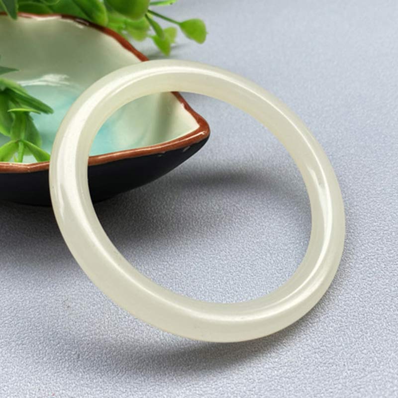 Carmiora Weißer Jade-Glücksarmband-Armreif