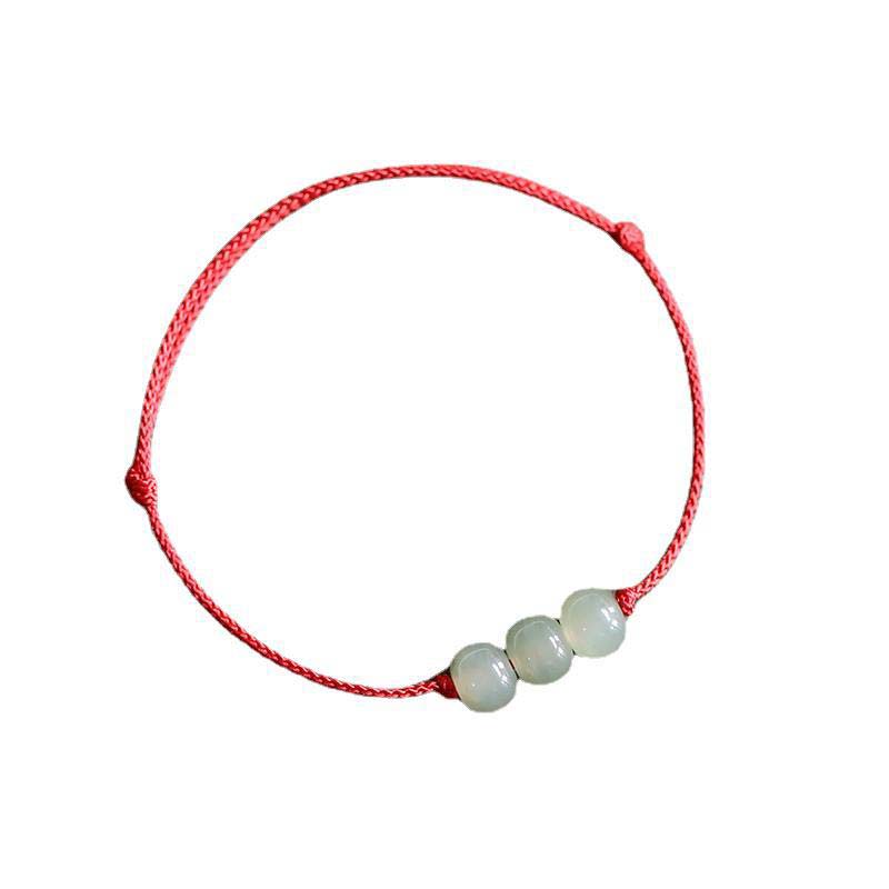 Carmiora Drei Perlen Jade Glück String Weave Armband