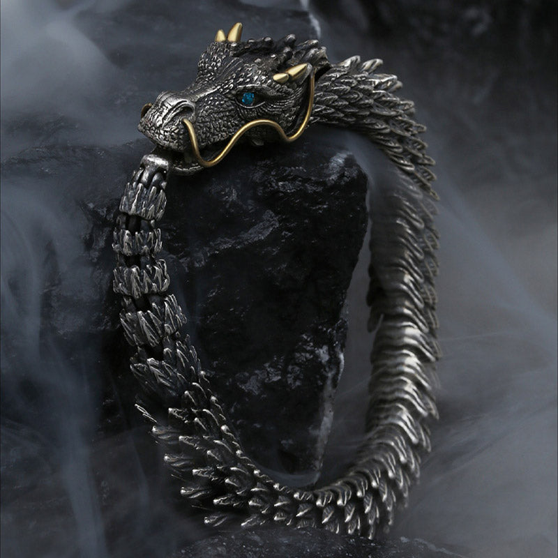 Carmiora Nordischer Drache, handgefertigtes Amulett, Glücksschutz, Kettenarmband