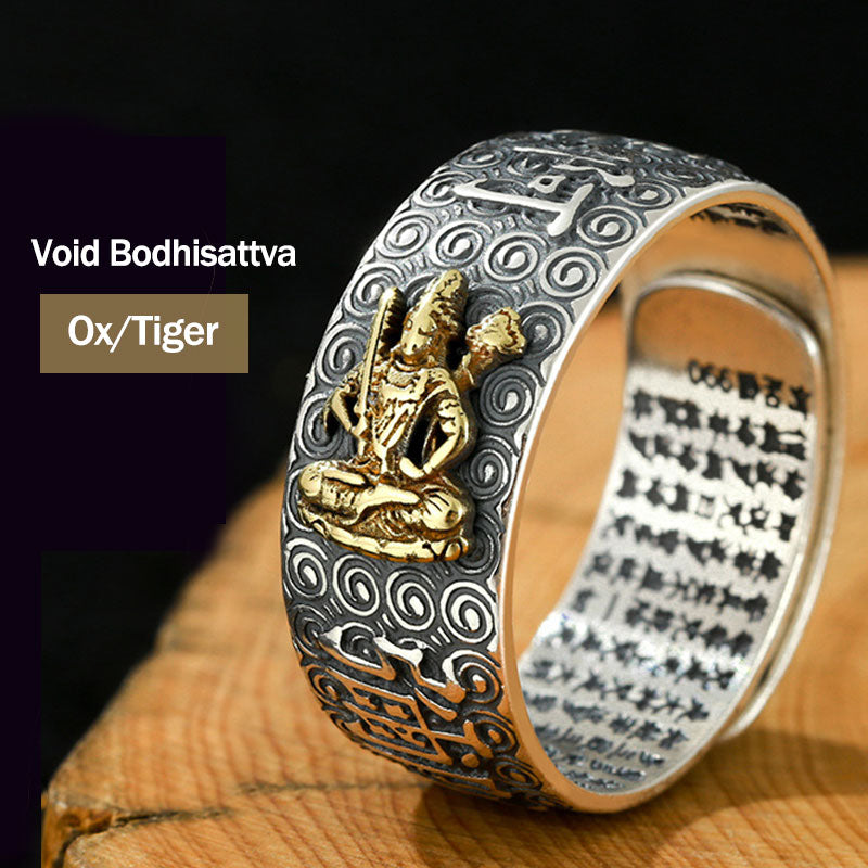 Carmiora Chinesischer Sternzeichen-Natal-Buddha-Reichtum-Glück-verstellbarer Ring