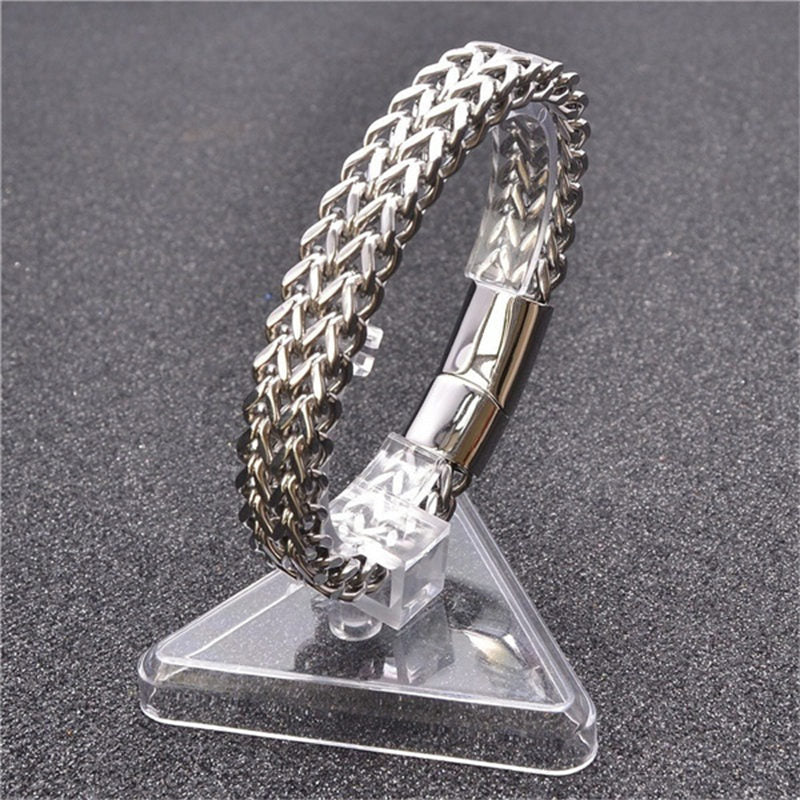 Carmiora Fischschuppen-Armband mit magnetischer Schnalle, Titanstahl, Balance-Armband