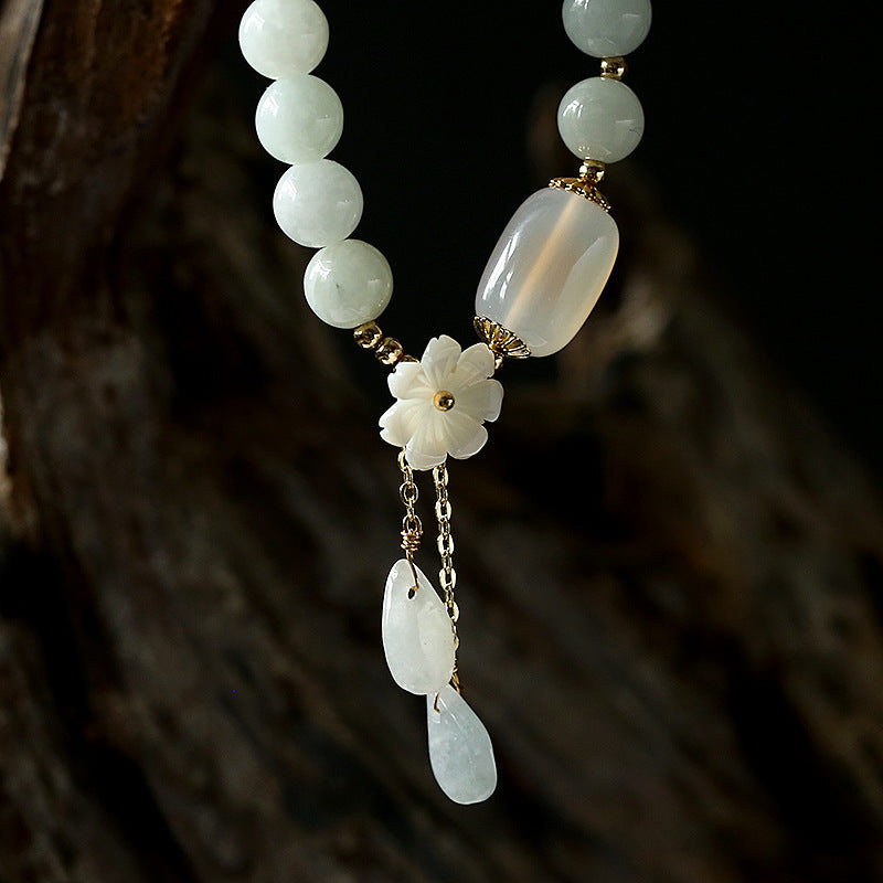 Carmiora Glücksarmband aus natürlicher weißer Jade