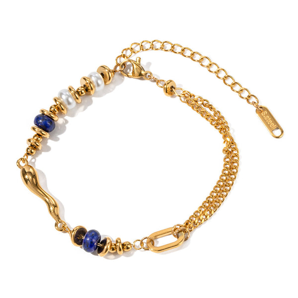 Perlen- und Lapislazuli-Armband