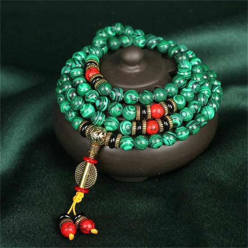 Carmiora tibetische 108 Mala Malachit Perlen Armband Halskette