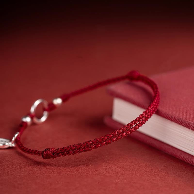 Carmiora Armband aus 925er-Sterlingsilber, Glück, Glück, Frieden, Freude, Lotus, Frieden, Schnalle, rote Schnur