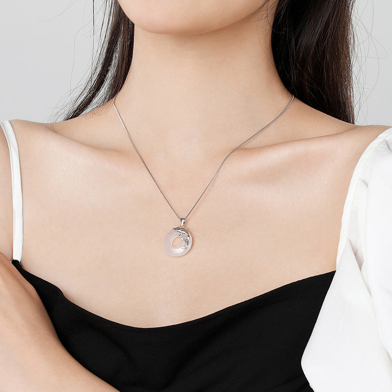 Carmiora-Mondstein, schwarzer Obsidian, Koi-Fisch, heilender Liebes-Halsketten-Anhänger