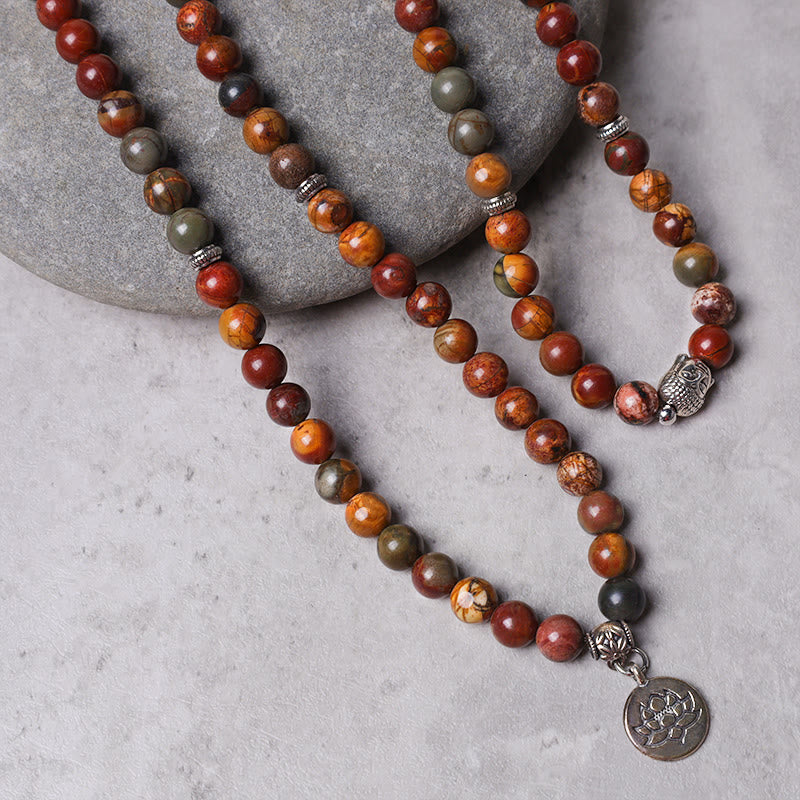 Carmiora Lotus Kristallstein 108 Perlen Mala Armband
