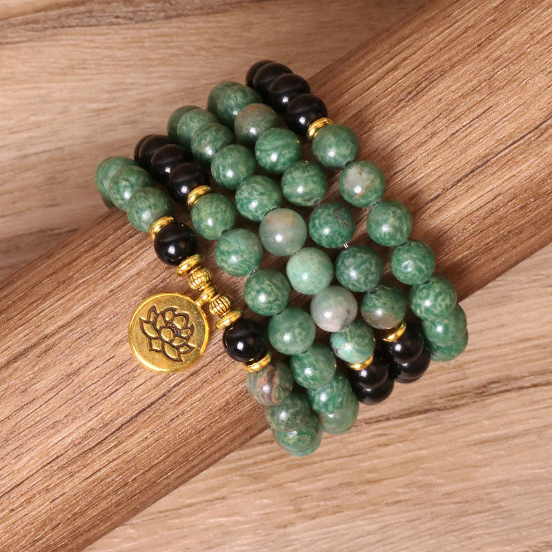 Carmiora Mala-Heilarmband mit 108 Perlen aus natürlichem Achat