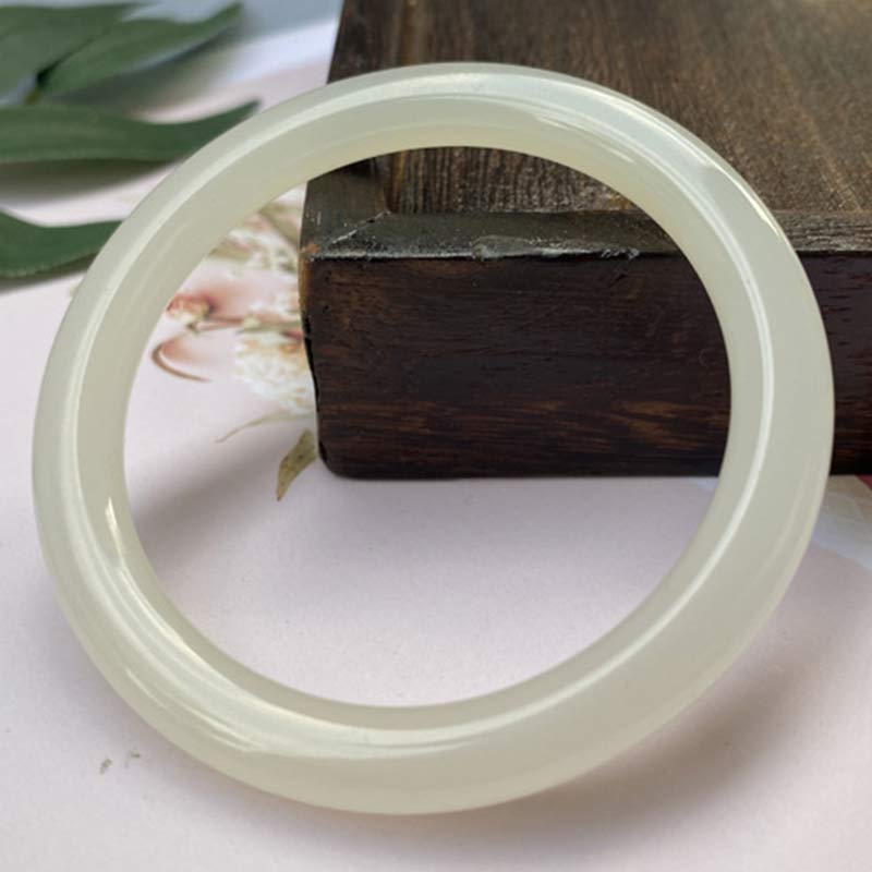 Carmiora Weißer Jade-Glücksarmband-Armreif