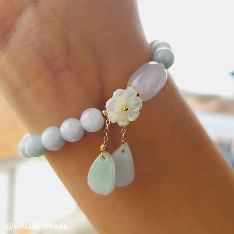 Carmiora Glücksarmband aus natürlicher weißer Jade