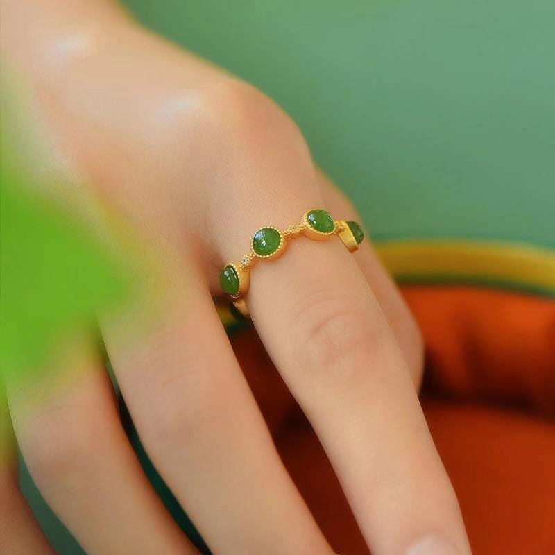 Carmiora Cyan Jade Healing Calm Verstellbarer Ring