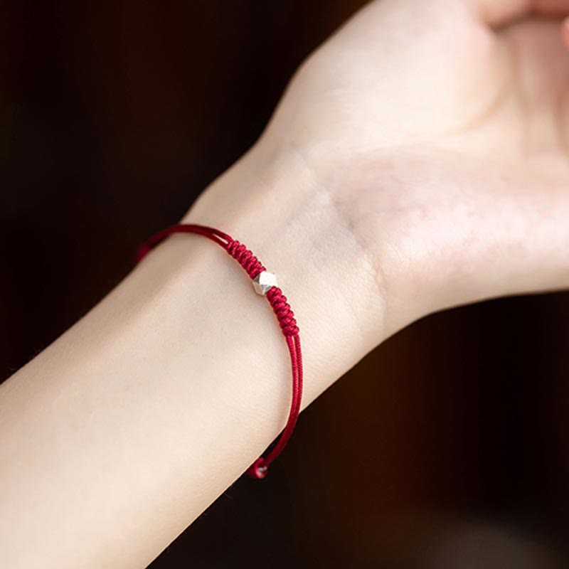 Carmiora 925 Sterling Silber Glücksperlenschutz Rote Schnur Geflochtenes Armband
