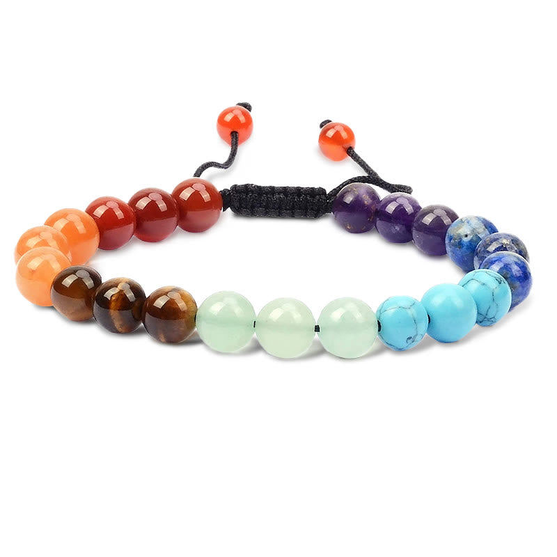 Carmiora Natürliche Heilkraft Edelstein-Kristallperlen, Unisex, verstellbares Makramee-Armband