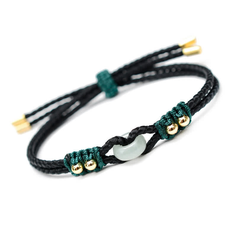 Carmiora Rundes Peace-Schnalle-Jade-Überfluss-Reichtum-Schnur-Armband