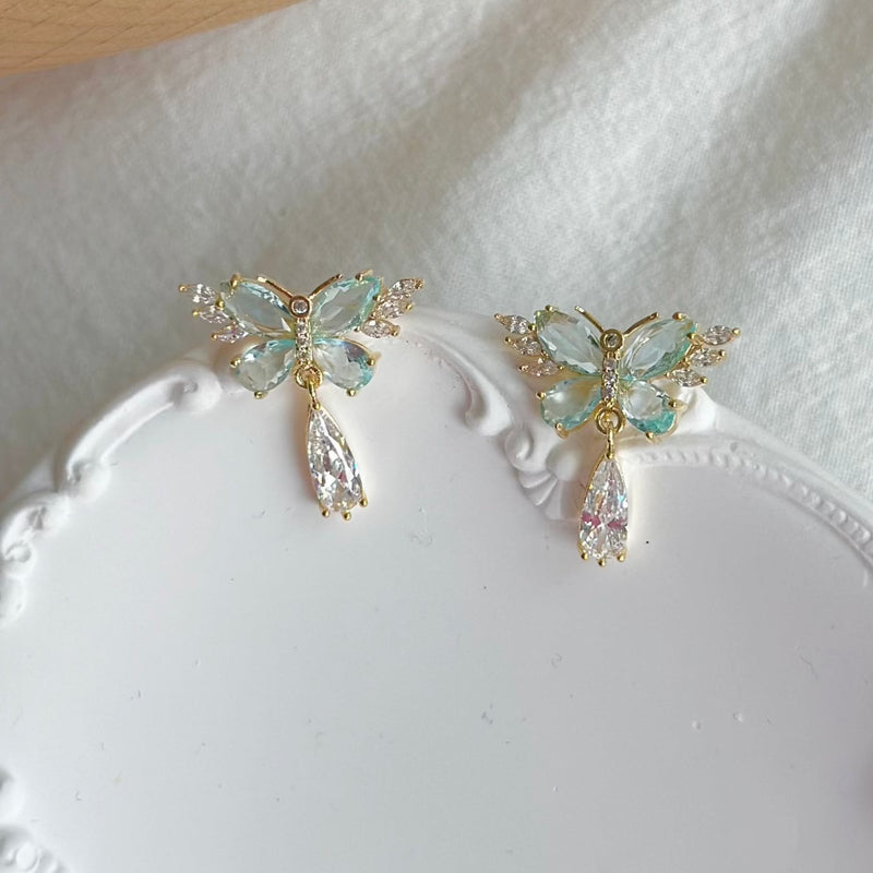 Grüne Schmetterlingsohrringe