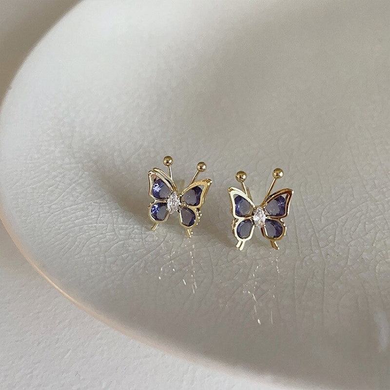 Wunderliche Mini Schmetterling Strass Ohrstecker