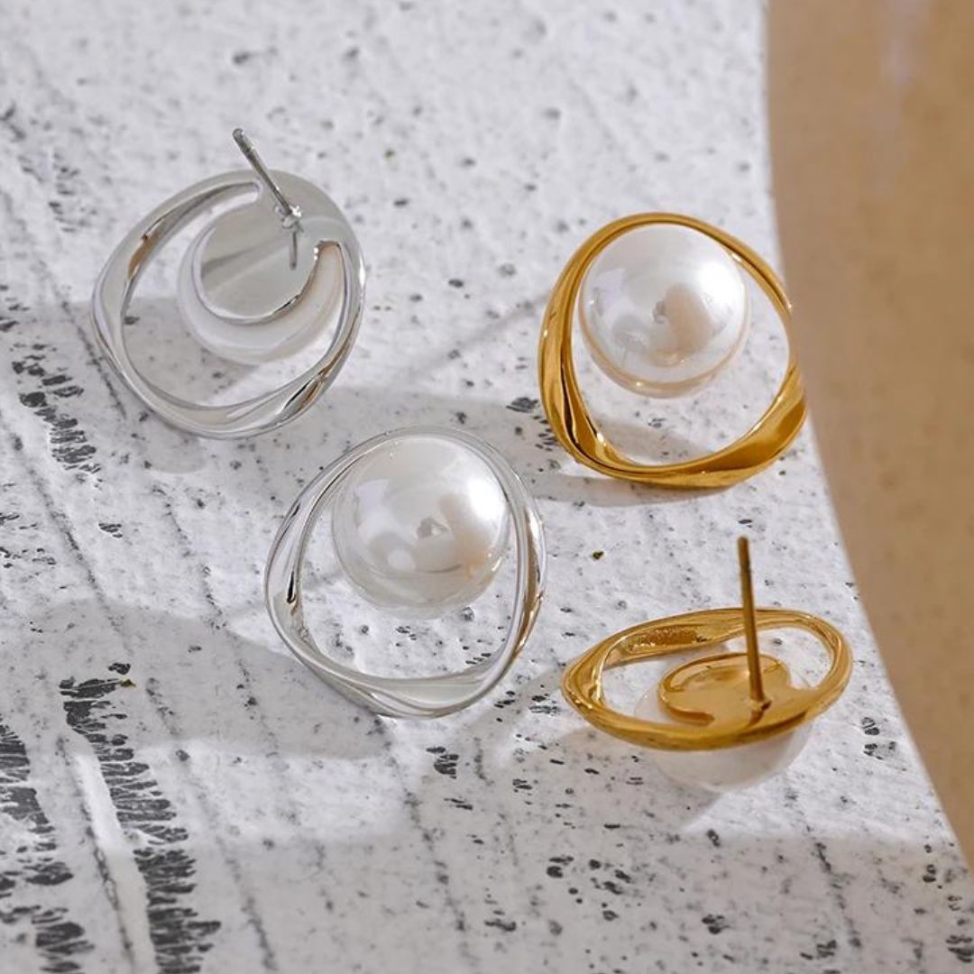 Perlen Runde Hohl Ohrringe