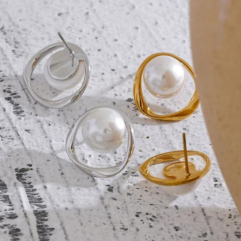 Perlen Runde Hohl Ohrringe