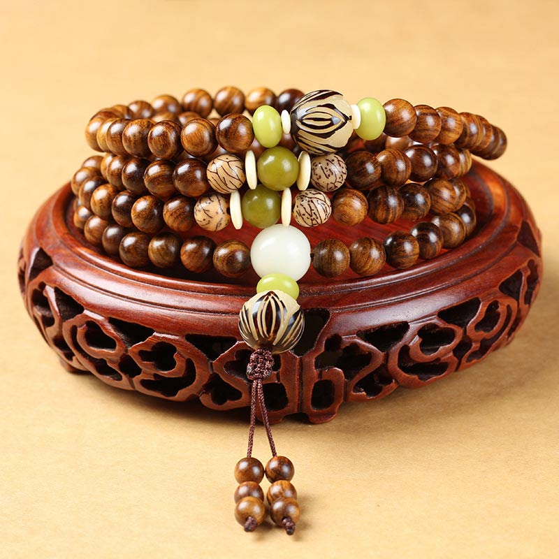 Carmiora tibetisches Mala-Armband aus Rosenholz