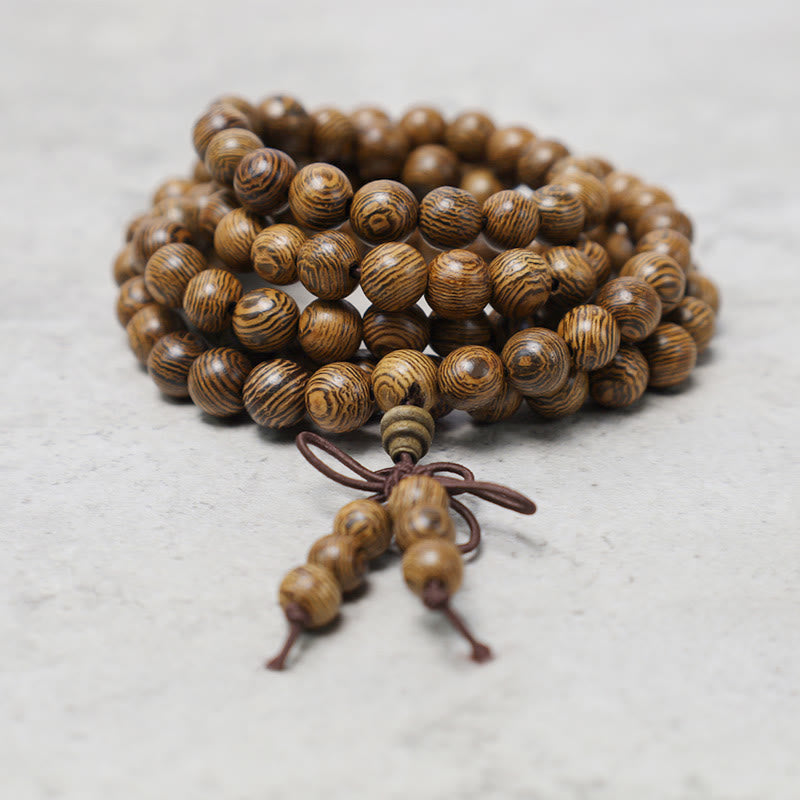 Carmiora 108 Mala Perlen Armband Gebet Meditation Sandelholz Elastisch