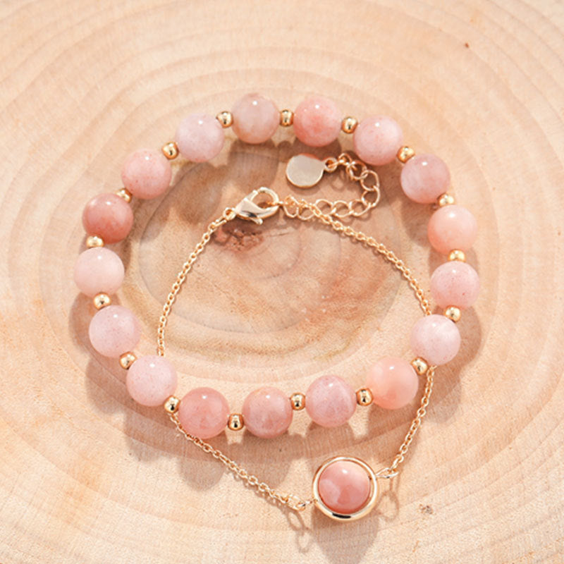 Carmiora Sun Stone Erdbeerquarz Kristall Positives Armband