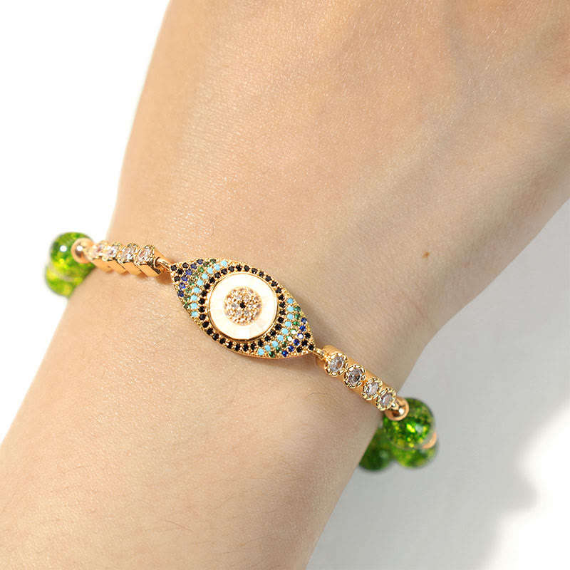 Carmiora Natürliches Peridot Evil Eye Fülle Armband