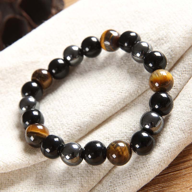 Carmiora tibetisches Tigerauge-Armband-Halsketten-Set
