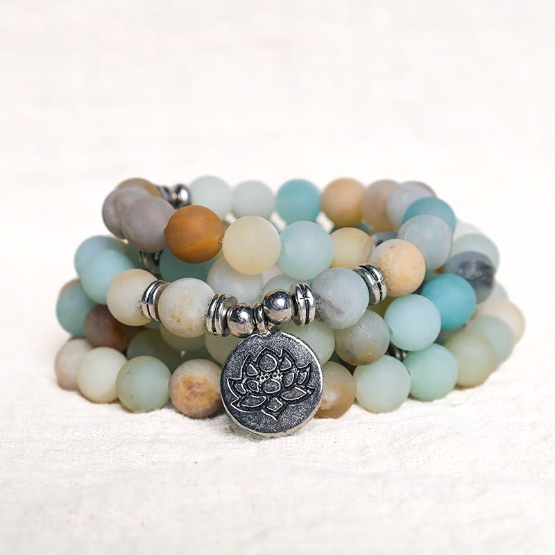 Carmiora tibetischer Amazonitstein Segen Lotus Mala