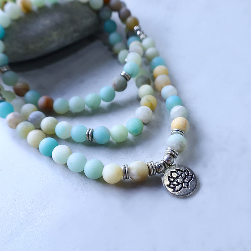 Carmiora tibetischer Amazonitstein Segen Lotus Mala