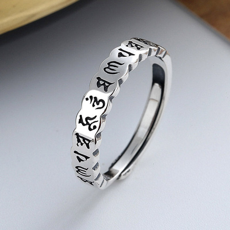 Carmiora Ring aus 925er-Sterlingsilber mit sechs wahren Worten und ruhiger Weisheit