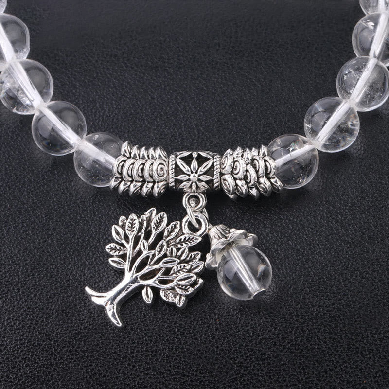Carmiora Stretch-Armband mit natürlichem Edelstein, Baum des Lebens, Glücksbringer