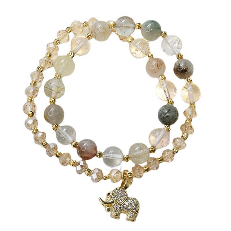 Carmiora Rosenquarz-Elefant-Heilenergie-Charm-Armband