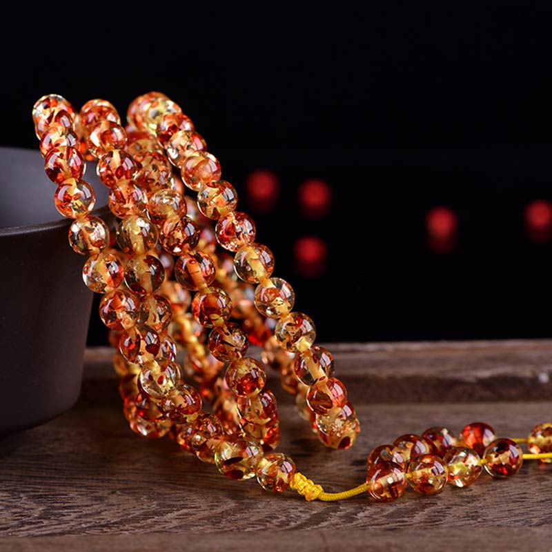 Carmiora 108 Perlen Bernstein Mala Balance Armband