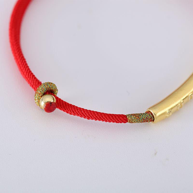 Carmiora tibetisch-buddhistisches handgefertigtes Mani-Mantra-Glücksarmband mit roter Schnur