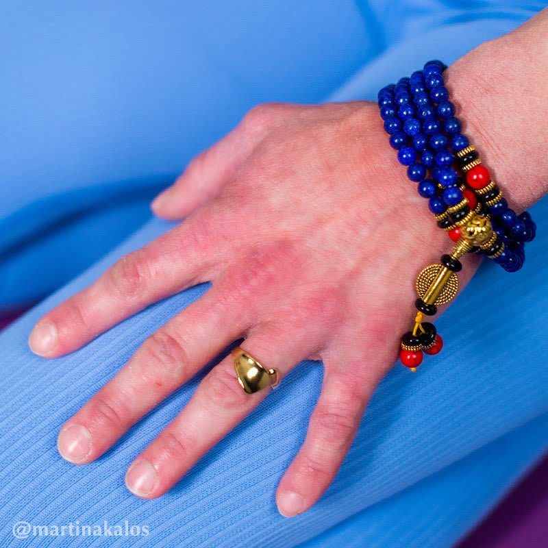Carmiora Tibetisches Mala Lapislazuli Positives Armband