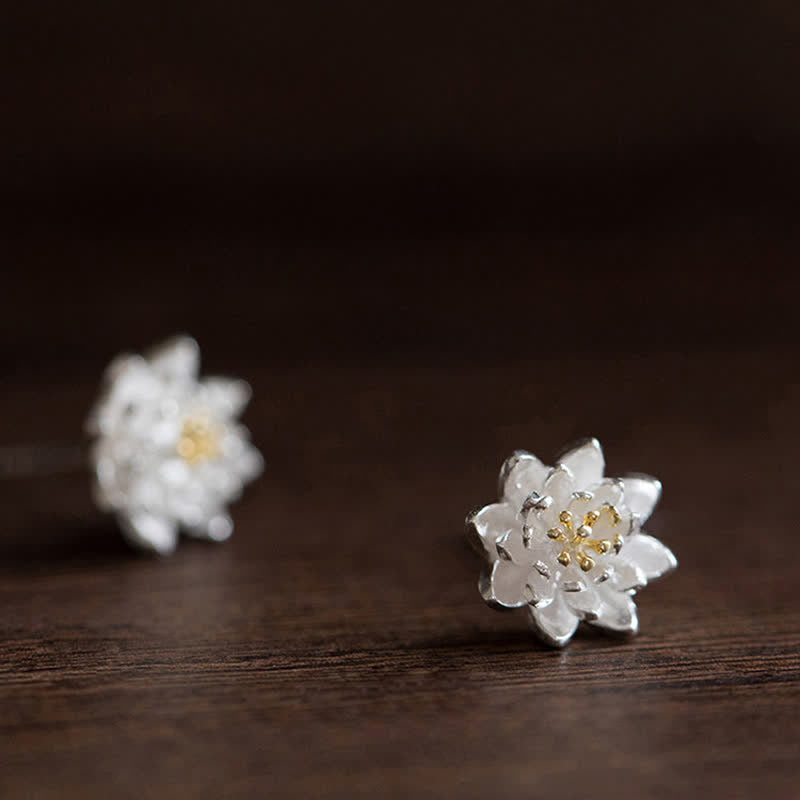 Carmiora 925 Sterling Silber Lotusblüten-Balance-Ohrringe