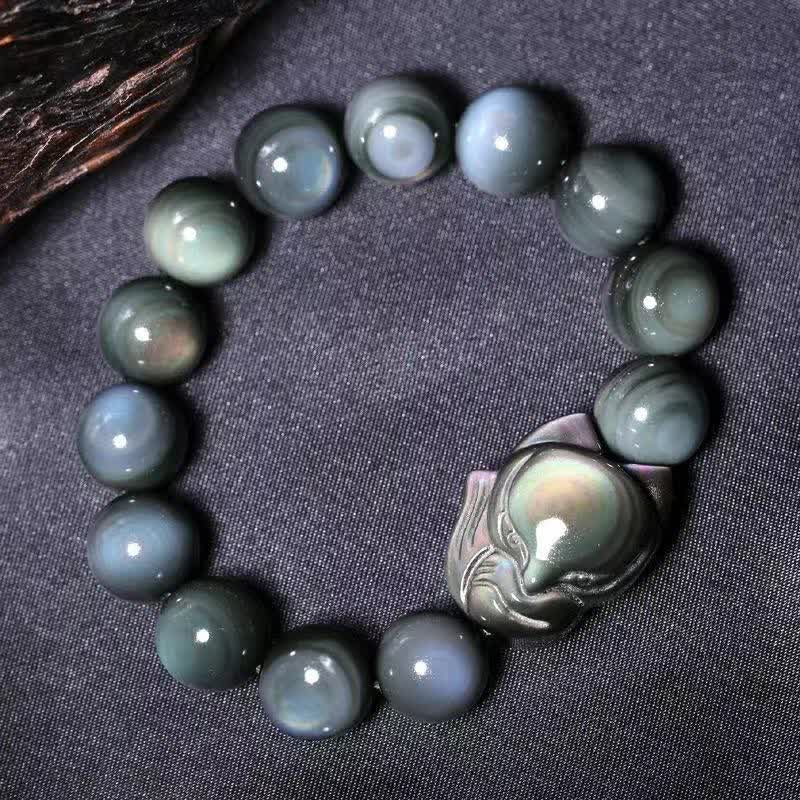 Carmiora Regenbogen-Obsidian-Fuchs-heilendes positives Armband