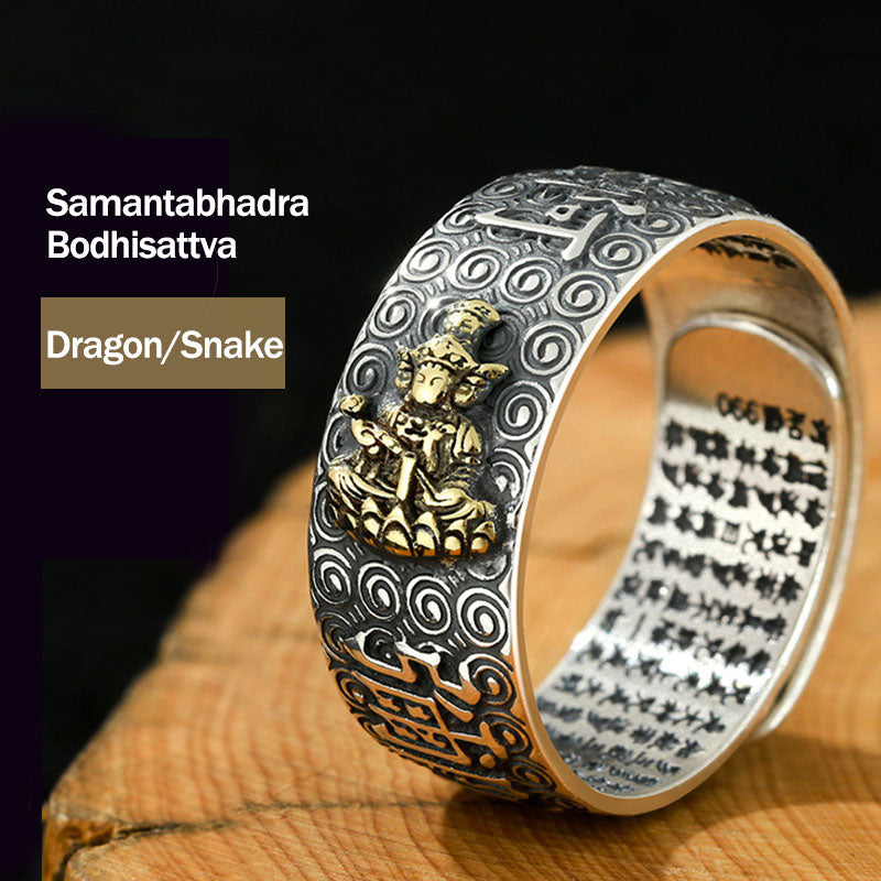 Carmiora Chinesischer Sternzeichen-Natal-Buddha-Reichtum-Glück-verstellbarer Ring