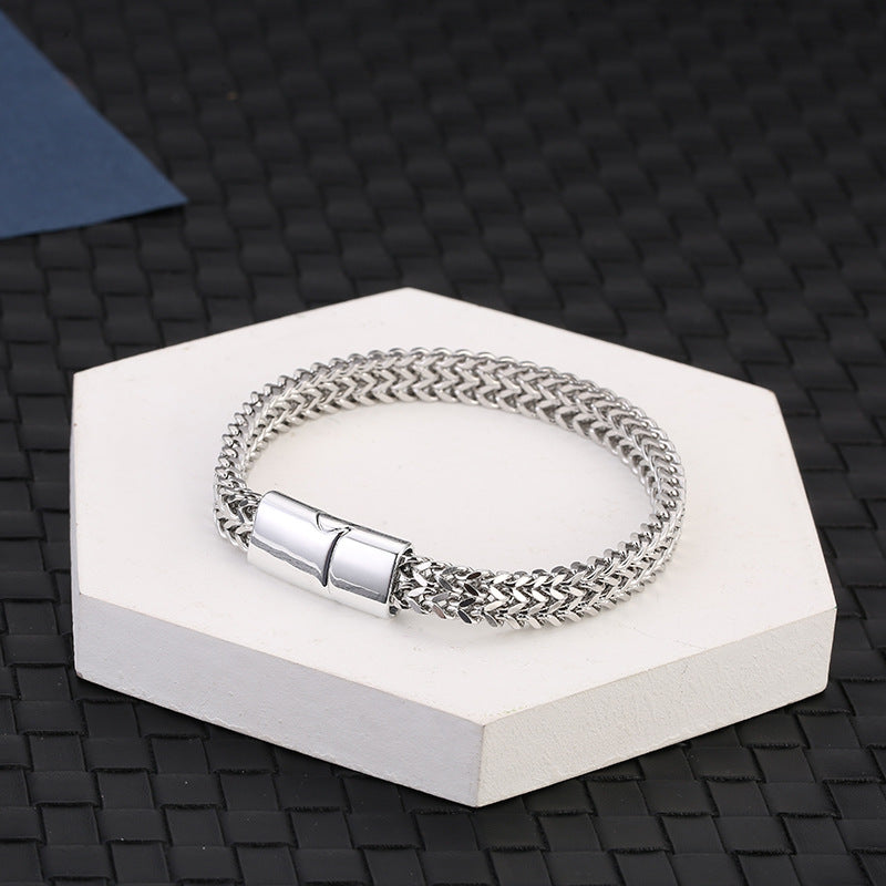 Carmiora Fischschuppen-Armband mit magnetischer Schnalle, Titanstahl, Balance-Armband